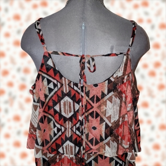 TIE BACK ☆ TRIBAL PRINT FLOUNCE RUFFLE BUST ☆ MAXI~DRESS ☆ NWT - Picture 6 of 10